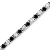 Women's 1 Ct. White & Black Diamond Tennis Bracelet 7 Inches Long Round Cut