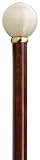 Walking Cane - Unisex Nite Sticks, with ivory ball knob handle, scorched and cherry stained hardwood shaft, 3/4 diameter tapering to 1/2. High gloss finish, with brass ring, 36 long with rubber tip