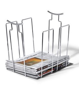 Newspaper Bin - Stylish Way To Store Newspapers (Chrome) (14.63H x 16.88W x 14.44D)