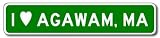I Love AGAWAM, MASSACHUSETTS City Limit Sign - Aluminum - 6 x 24 inches