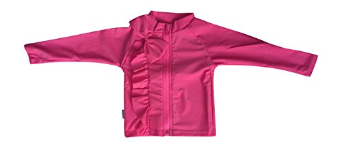 SwimZip Little Girl Long Sleeve Rash Guard Zipper Swim Shirt with Bow UPF 50+