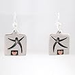 Skipping Lover Earrings in Sterling Silver with Copper Hearts, #8922