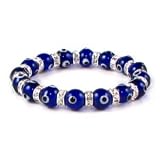 Bling Jewelry 10mm Glass Eye Beads Translucent Dark Blue Swarovski Evil Eye Stretch Bracelet