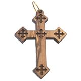Olive wood Coptic Cross Laser Pendant