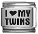 Jewelry : Clearly Charming I Heart my Twins Laser Etched Italian Charm