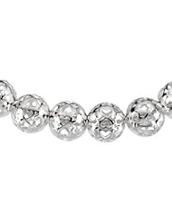 08.00 Mm Hollow Bead Necklace Pendant Sterling Silver Ch874 16 Inch