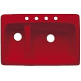 Peachtree Forge PF20 Forsyth Hi-Lo Bowl Kitchen Sink, 4-Hole, Red