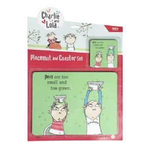 Childrens Toyshop  Kitchen & Housewares : Charlie And Lola Cork-Backed Placemat & Coaster Set - "Peas Are Too Small And Too Green"
