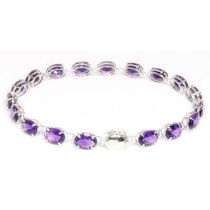 Oval Amethyst Line Bracelet by