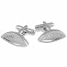 Jewelry : AZ Collection Leaf Silver Plated Carved Cufflinks