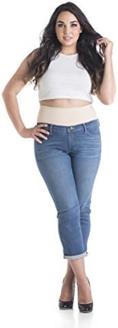 Tummy Trimmer Denim Women's Plus-Size Boyfriend Shapewear Jeans, Light Wash, 18W
