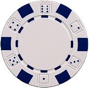 25 Clay Composite Dice Striped 11.5 gram Poker Chips, White