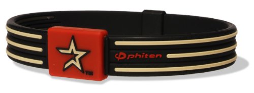 Phiten MLB Authentic Bracelet, Houston Astros, Large (7.5 Inches)