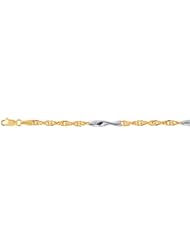 7.25" 14K Yellow Gold 3.75mm (1/7") Alternate Carded Rope Chain w/ Polished White Gold Sheet Fashion Bracelet w/ Lobster Clasp