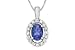 1 1/6 Carat Tanzanite and Diamond 14K White Gold Pendant w/Chain