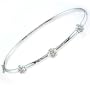 14K White Gold Flower Diamond Bangle