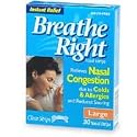 Breathe Right Nasal Strips, Large, Clear, 30-Count Boxes (Pack of 2)