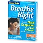 Breathe Right Nasal Strips, Large, Clear, 30-Count Boxes (Pack of 2)