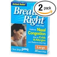 Breathe Right Nasal Strips, Large, Clear, 30-Count Boxes (Pack of 2)