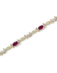 14kt Yellow Gold Oval Ruby and Diamond Bracelet