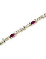 14kt Yellow Gold Oval Ruby and Diamond Bracelet