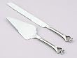 CAKE KNIFE/SERVER SET W/ DOUBLE HEARTS, NICKEL PLATED.