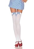 Opaque Thigh High Nylon Stocking with Gingham Bow