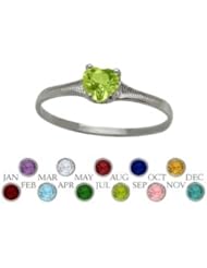 10 Karat White Gold Genuine Peridot Heart Shape Gem Baby Ring