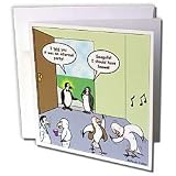 Rich Diesslins Funny General Cartoons - Penguins attempt to go to a seagull party - Greeting Cards-12 Greeting Cards with envelopes