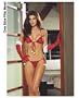 Seducing Santa,Top,Thong & Gloves W/Fur Pom Poms O/S Red