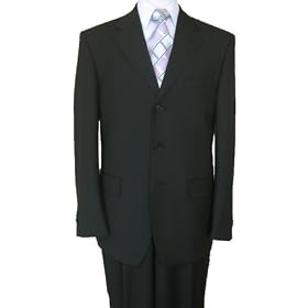 Italian Style Mens Suit Hand Tailored Classic Solid Black