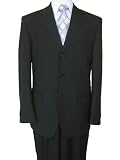 Brand New Italian Style Hand Tailored Classic Solid Black Business Mens Suit