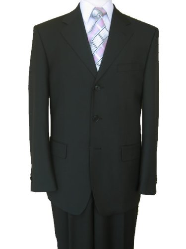 Brand New Italian Style Hand Tailored Classic Solid Black Business Mens Suit
