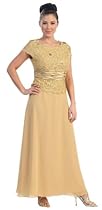 Hot Sale Mother of the Bride Formal Evening Dress #571 (Large, Gold)