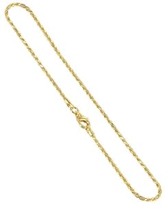 BDAGP002-10 Gold over Silver Vermeil 1.5mm Rope Chain 10