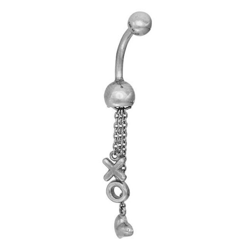 XOXO 14kt White Gold Chain Dangle Belly Button Ring XOXO 14kt White Gold Chain Dangle Belly Button Ring