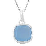 5.8 Carats Blue Chalcedony Sterling Silver Pendant With 18 Box Chain