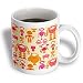 60s Retro Sweet Atomic Robots Yellow Fuchsia Orange - 11oz Mug