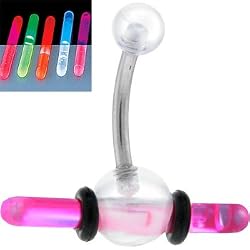 Clear Acrylic GLOW STICK Belly Ring Light Stick Starter Pack