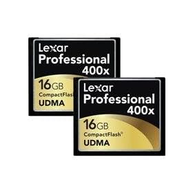 Lexar LCF16GCRBNA4002 Professional 16GB 400x CF Memory Card (2-Pack) by 