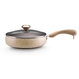 Paula Deen 2-3/4 Quart Covered Porcelain Cookware Saute, Oatmeal Speckled Paula Deen 2-3/4 Quart Covered Porcelain Cookware Saute, Oatmeal Speckled