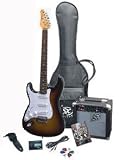 RST 3TS LH Left Handed Electric Guitar Package with Full Size Electric Guitar, Amp, Carry Bag, and Instructional DVD