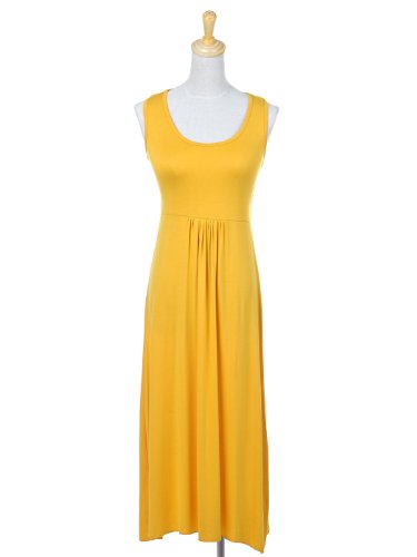 Best Sale Anna-Kaci S/M Fit Canary Yellow Tank Top Long Summer Maxi Dress w Cut-Out Detail