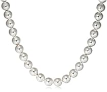 Sterling Silver 8mm Beads Necklace 43cm