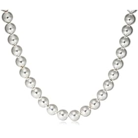Sterling Silver 8mm Beads Necklace 43cm