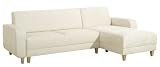Max Winzer 2760831 Carrie Polsterecke 2.5-Sitzer mit Longchair rechts inklusiv Bettfunktion Mikrovelours, creme