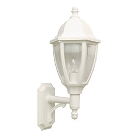 Adjusta-Post Everstone One-Light Outdoor Upward Large Coach Wall Sconce, White with Clear Acrylic Beveled Lens #S11SC-WH