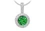 Emerald and Diamond Circle Pendant : 14K White Gold - 1.25 CT TGW