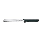 Victorinox Cutlery 7 inch Wavy Edge Bread Knife, Black Fibrox Handle