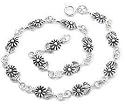 Sterling Silver Linked Sunflower Charm 9.5" - 10.5" Anklet